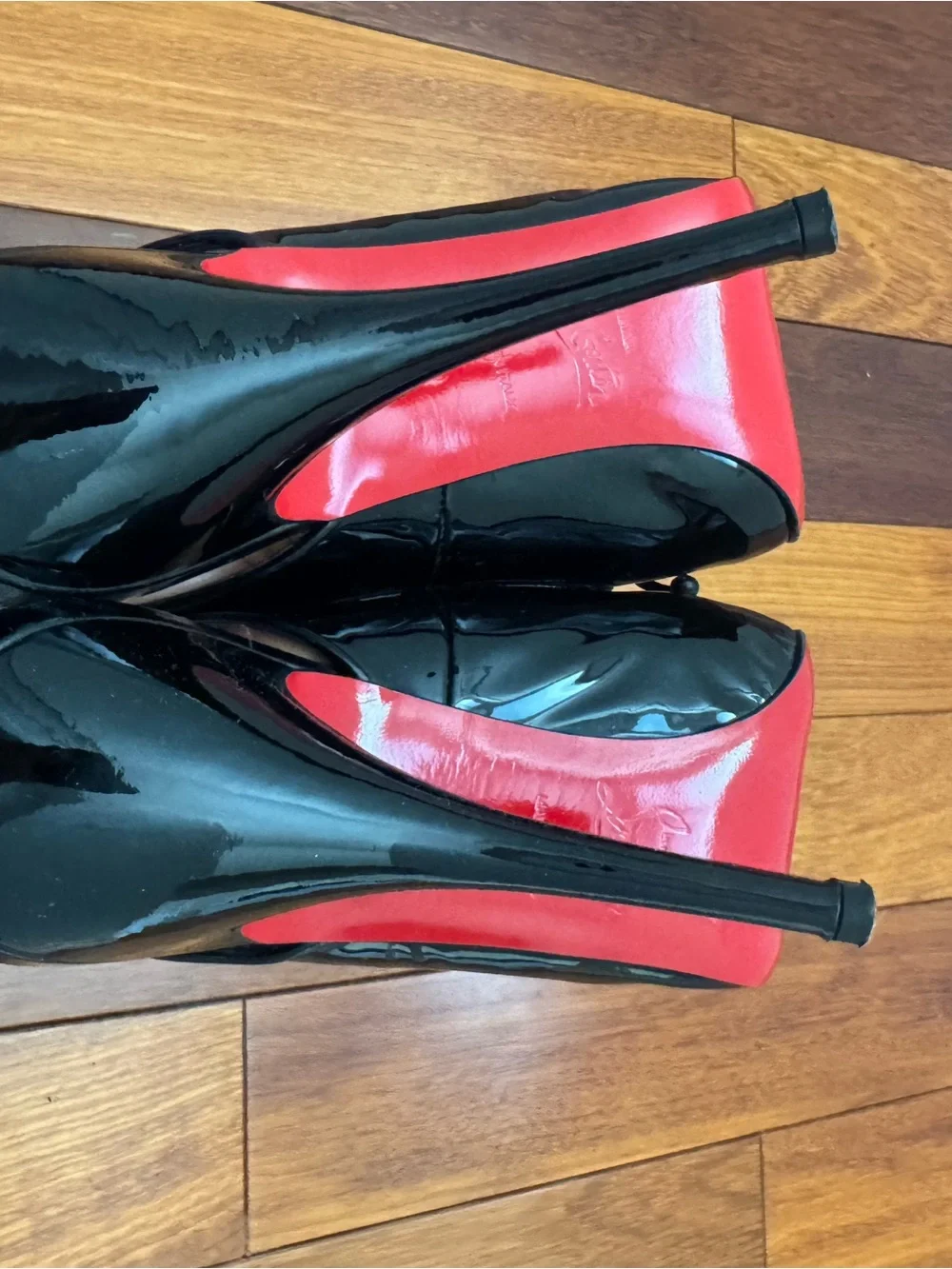 Christian Louboutin Black Patent Ballet Slingback Bow Pumps